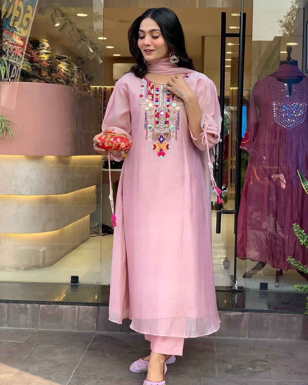 Blush Pink Embroidered Kurta Set