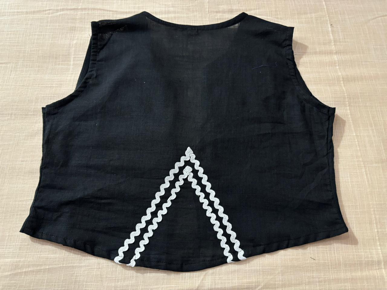 Women Indo Western Waist Coat With White Zigzag Lace Trousers Co-Ords Set