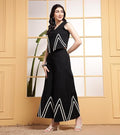 Women Indo Western Waist Coat With White Zigzag Lace Trousers Co-Ords Set