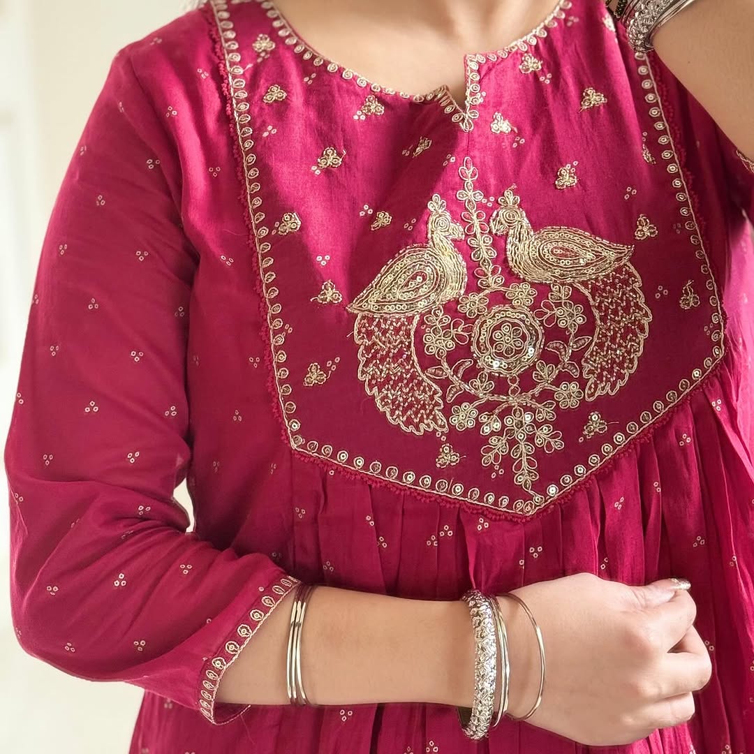 Beautiful  Cotton Suit With Embroidery Work Anarkali Kurta Dupatta  Set In New Colour