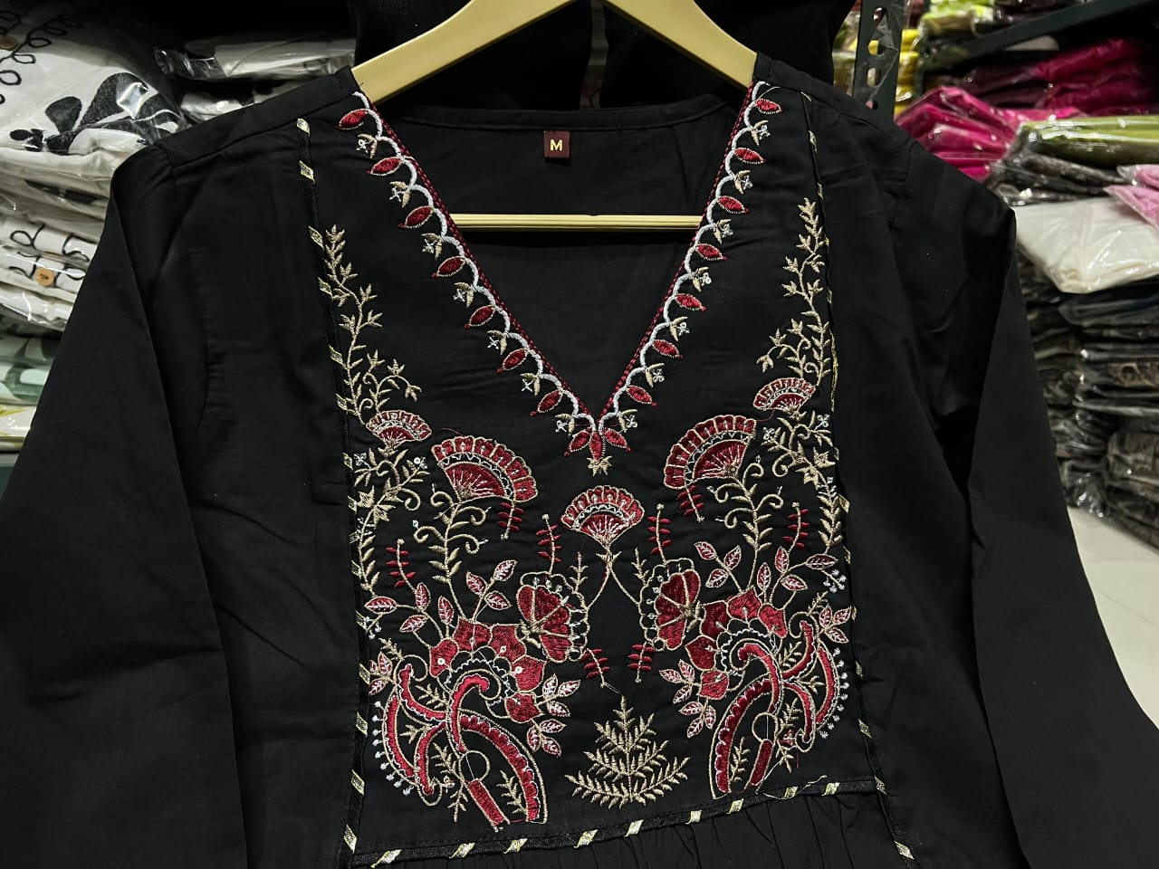 Black Embroidered Anarkali Kurta Set with Dupatta