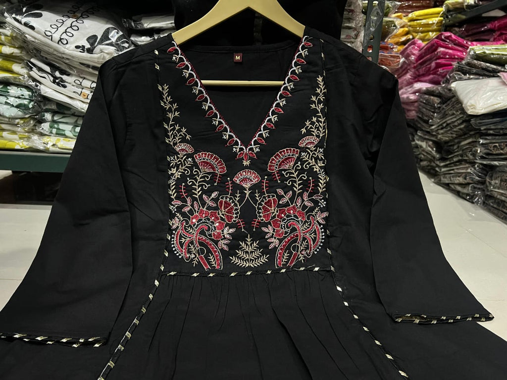 Black Embroidered Anarkali Kurta Set with Dupatta
